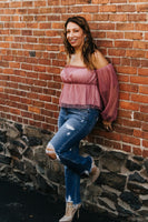 Mauve Off Shoulder Peplum Top