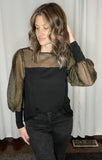 Black and Gold Sheer Sleeve Top