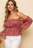 Mauve Off Shoulder Peplum Top