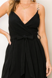 Black Wide Slit Leg Jumpsuit